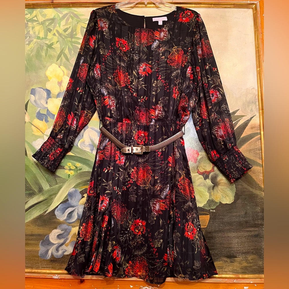 Chelsea28 Black and Orange Vibrant Long Sleeve Dress Sz 2X